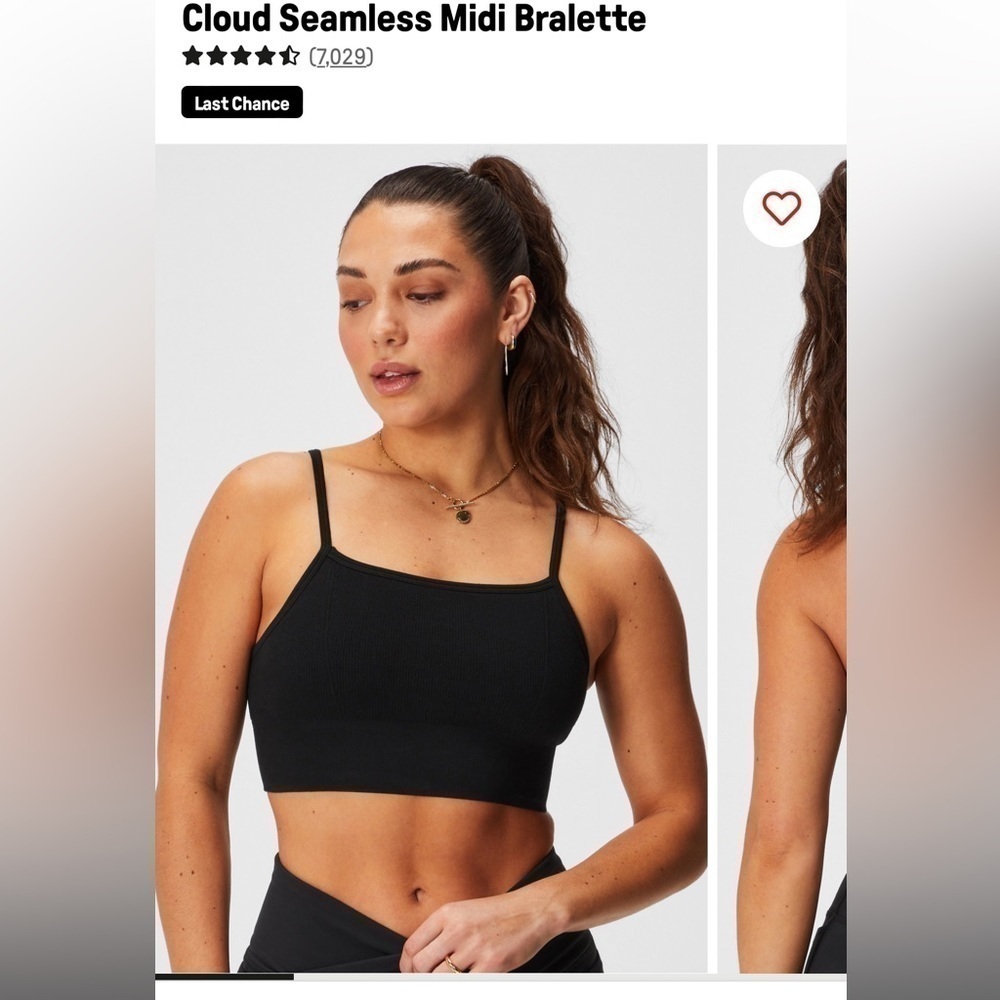 New Fabletics Cloud Seamless Black Bralette Sports Bra in Large